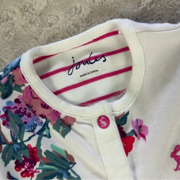 Joules Footed Sleeper Size 3-6 Months Baby Girl White Floral - Picture 3 of 6